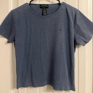 Lauren Ralph Lauren Petite Heather Blue Crewneck Tee